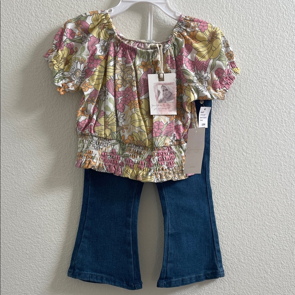 Jessica Simpson Floral 2 Piece Set Jean Floral Top NWT 12M
